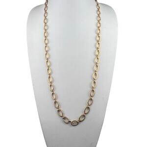 Monet Vintage Gold Tone Textured Oval Link Necklace 33" Long